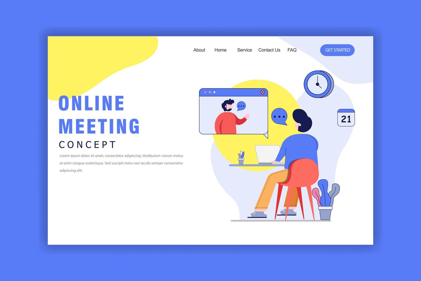 Flat Design Concept of Online Meeting vector