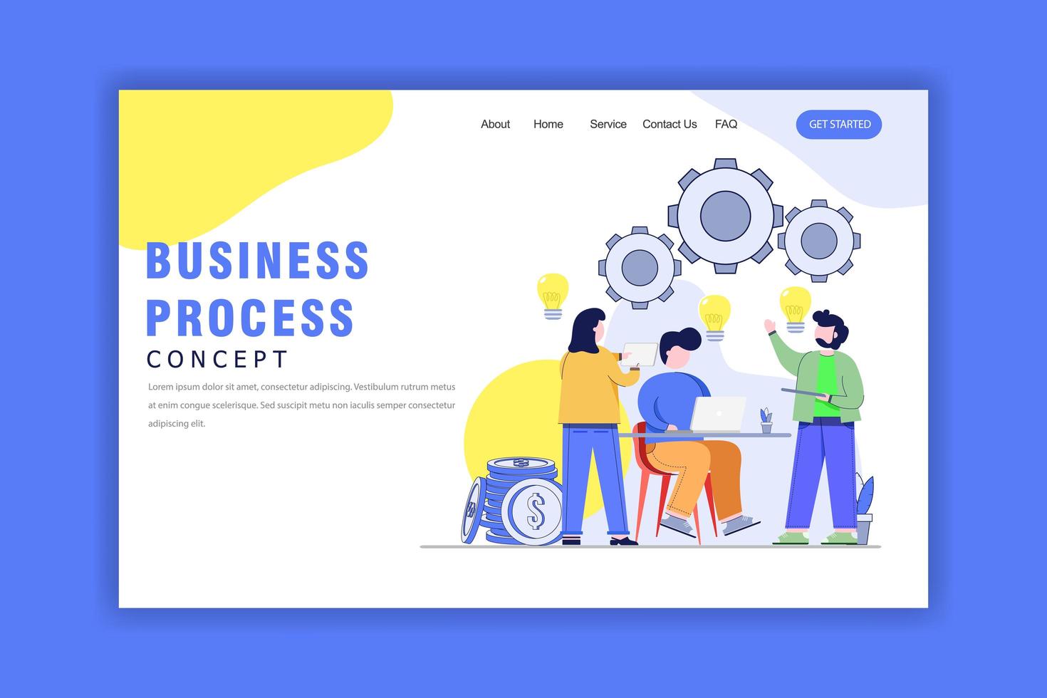 Flat Design Concept Of Business Process vector