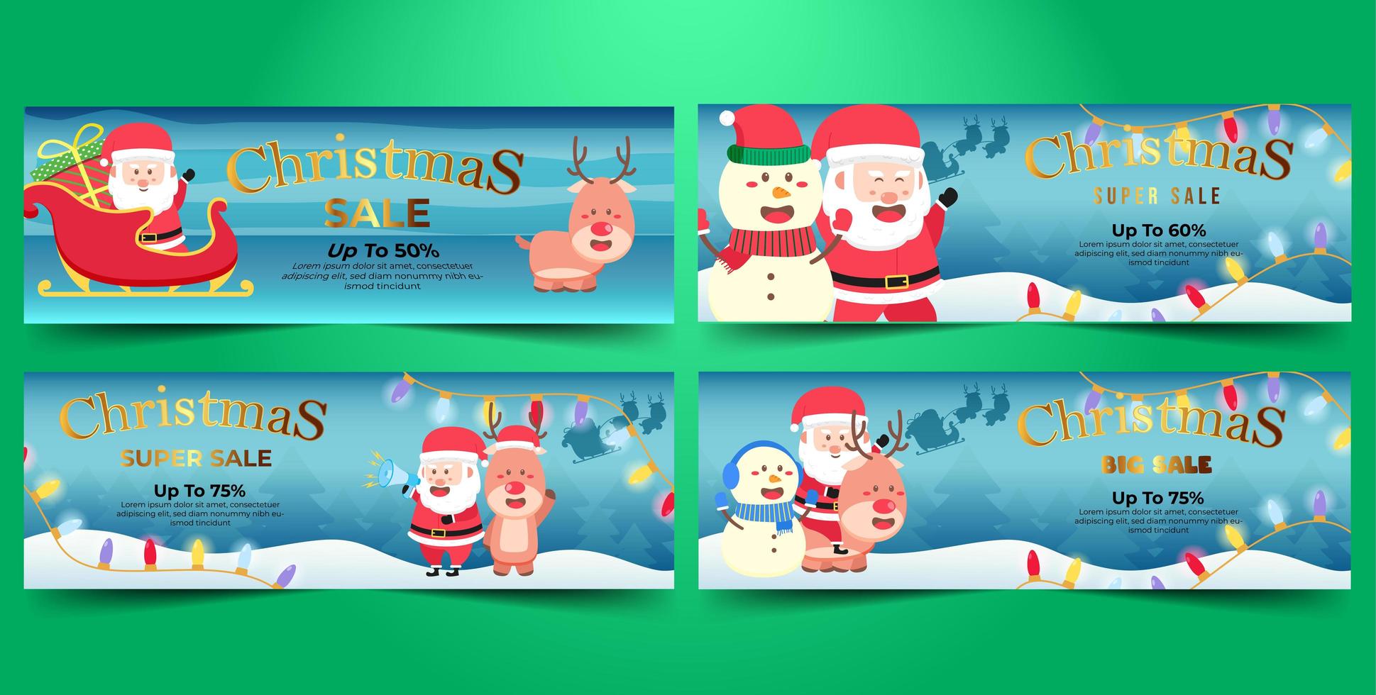 Christmas Banner Super Flash Sale Bundle Flat Design vector
