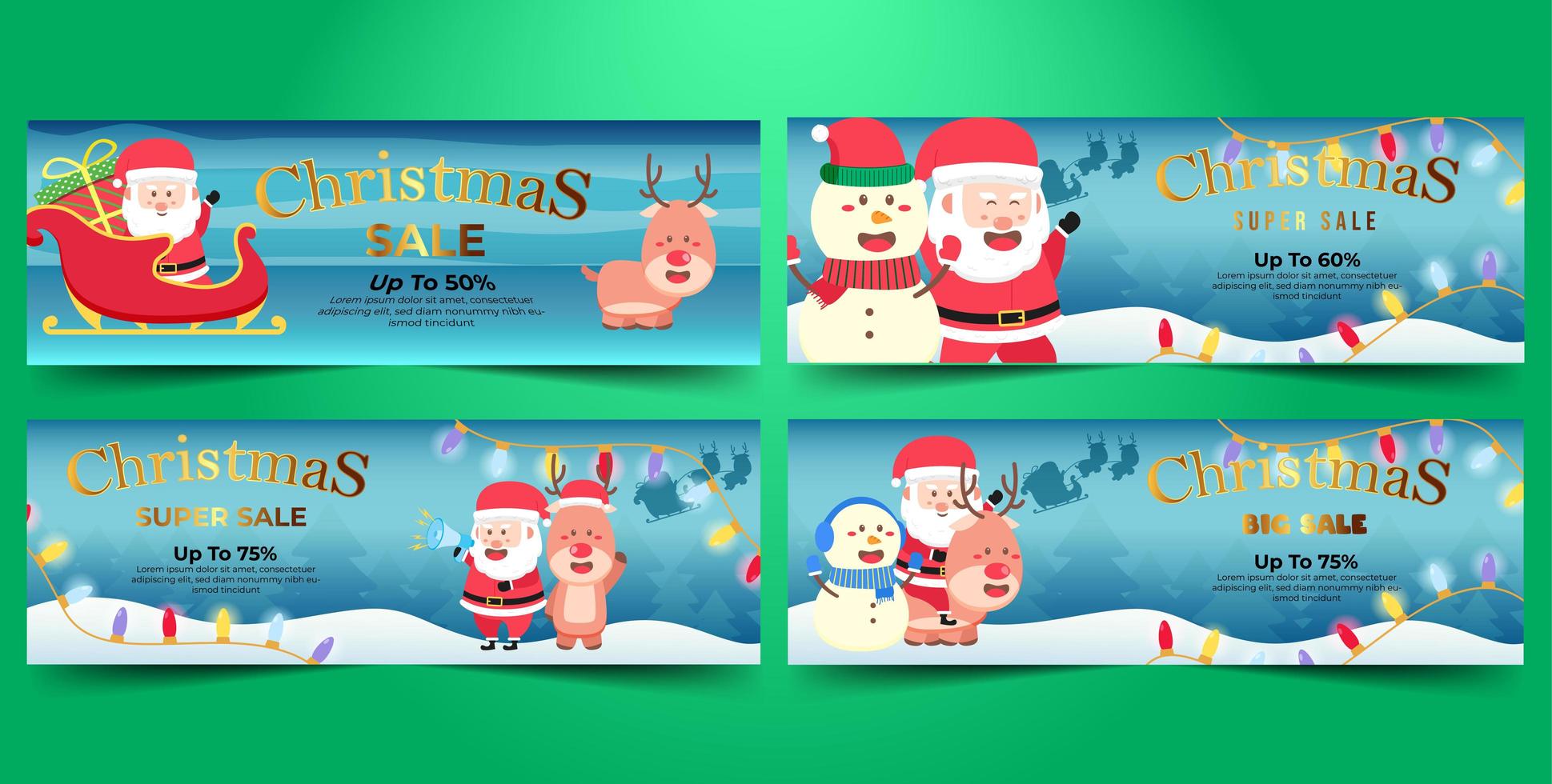 banner de navidad super venta flash paquete diseño plano vector