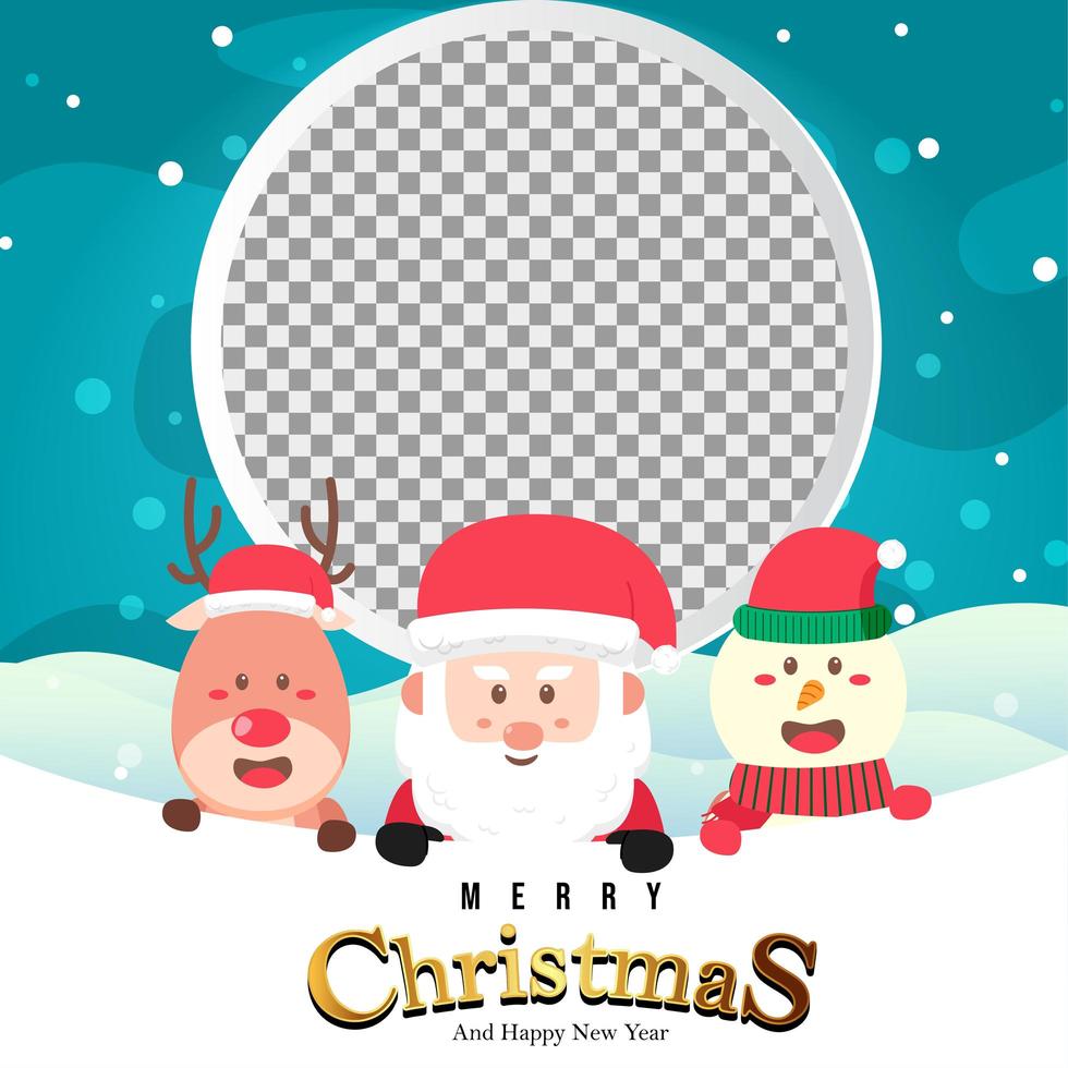 Merry Christmas Background with cute Santa and friends vector