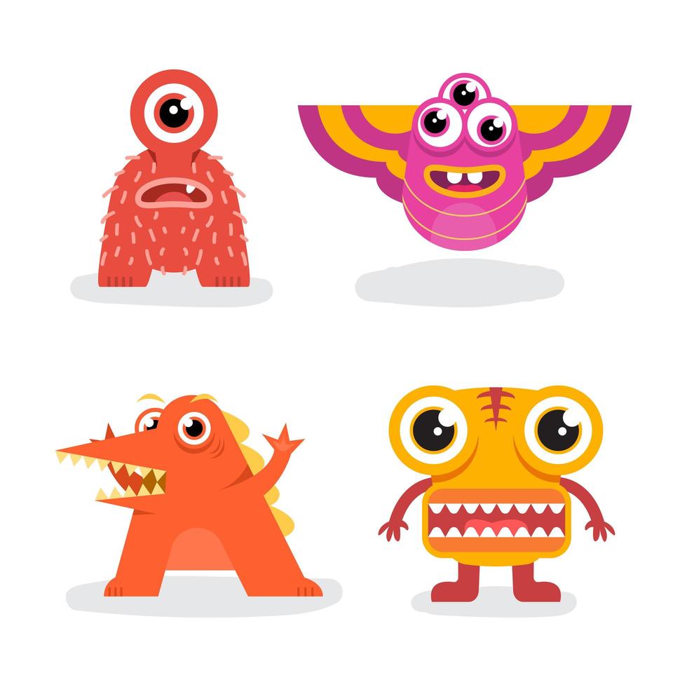 conjunto de diseño de mascota de personaje monstruo vector