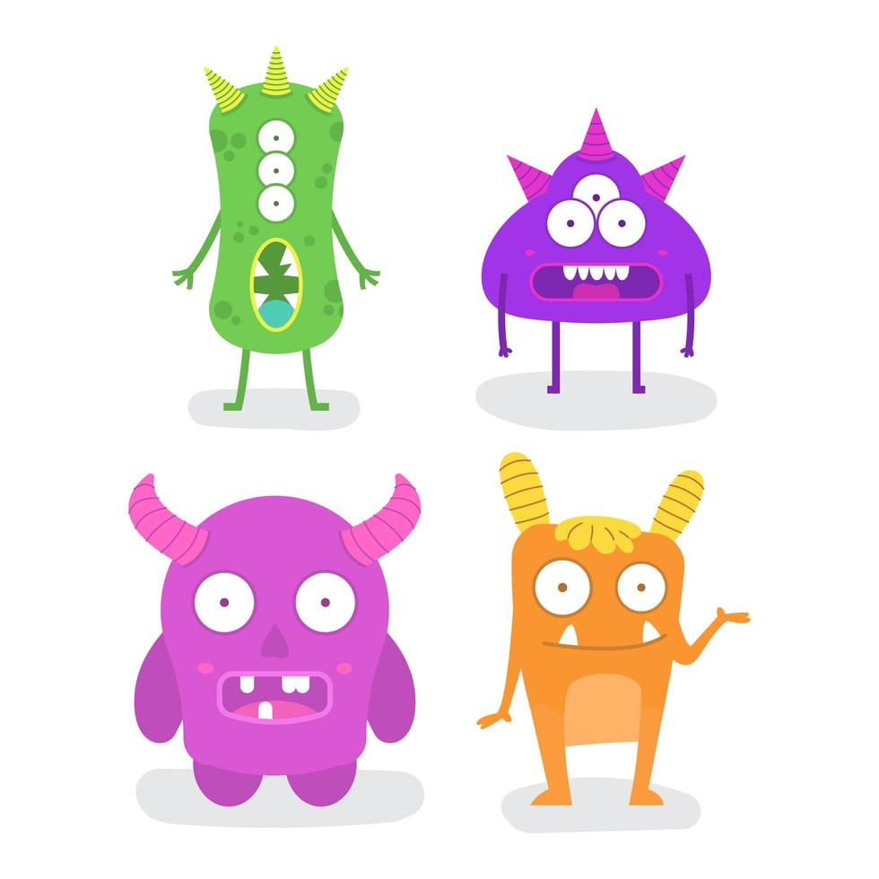 paquete de mascota de diseño de personajes monstruo vector