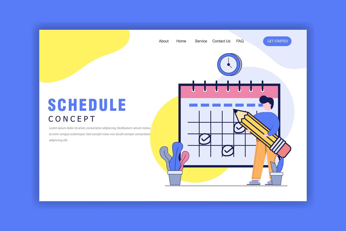 Flat Design Concept of Schedule Landing Page vector