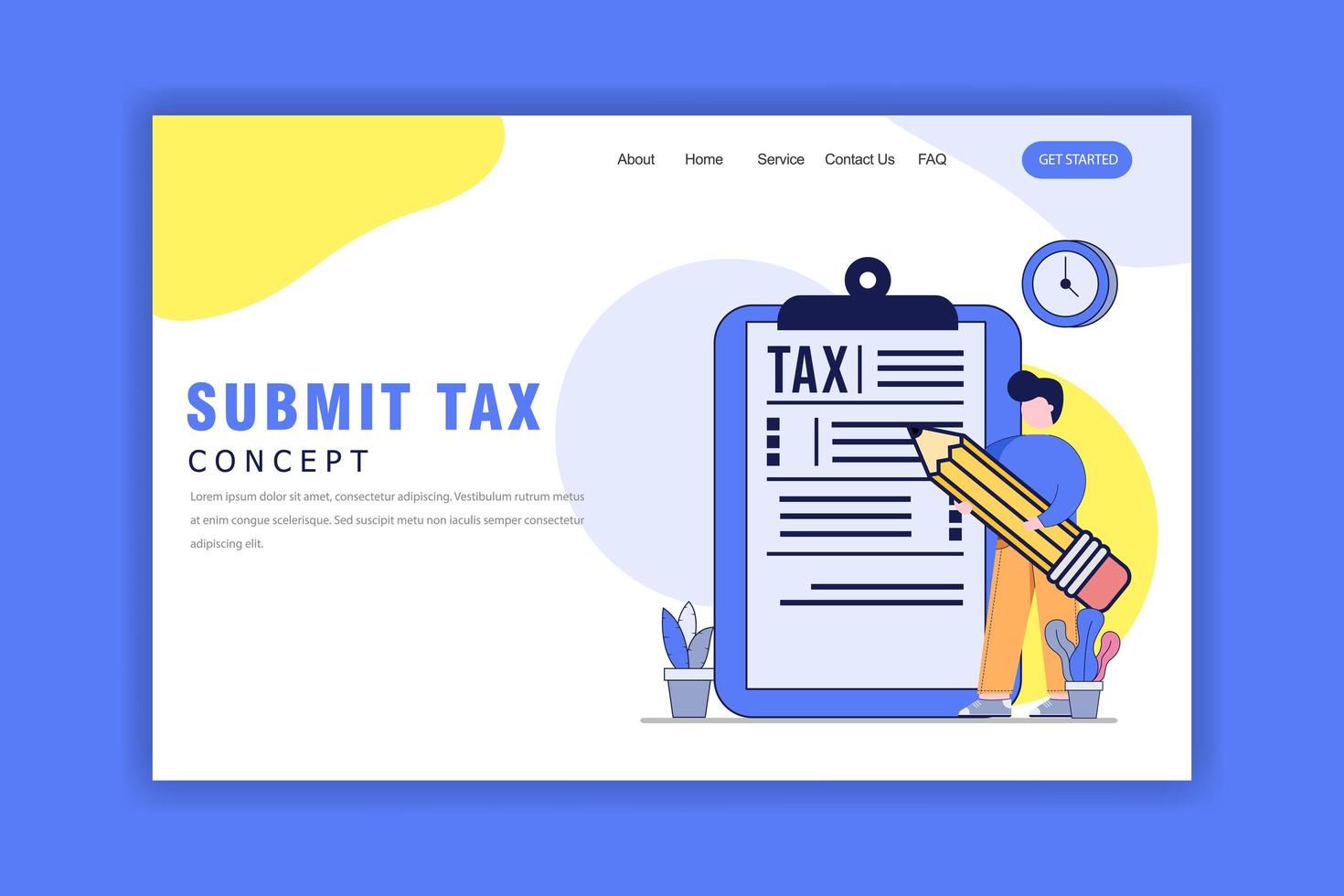 Flat Design Concept of Submit Tax Landing Page vector