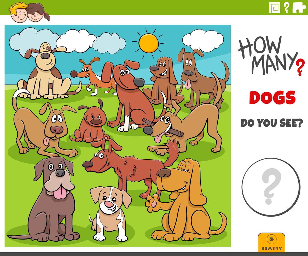How many dogs educational task for kids vector