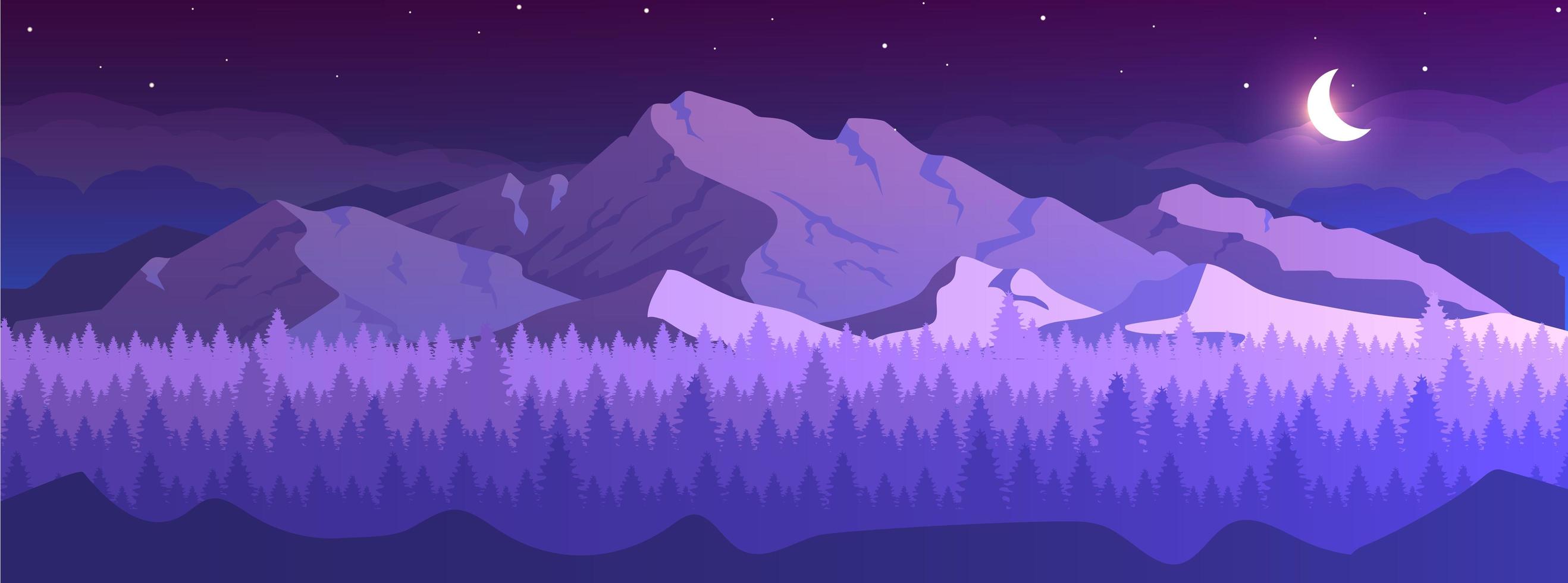 Mountains at night vector