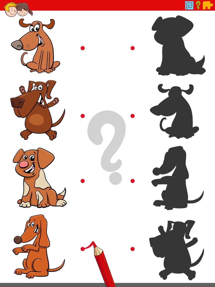 juego de sombras con personajes de perros divertidos vector