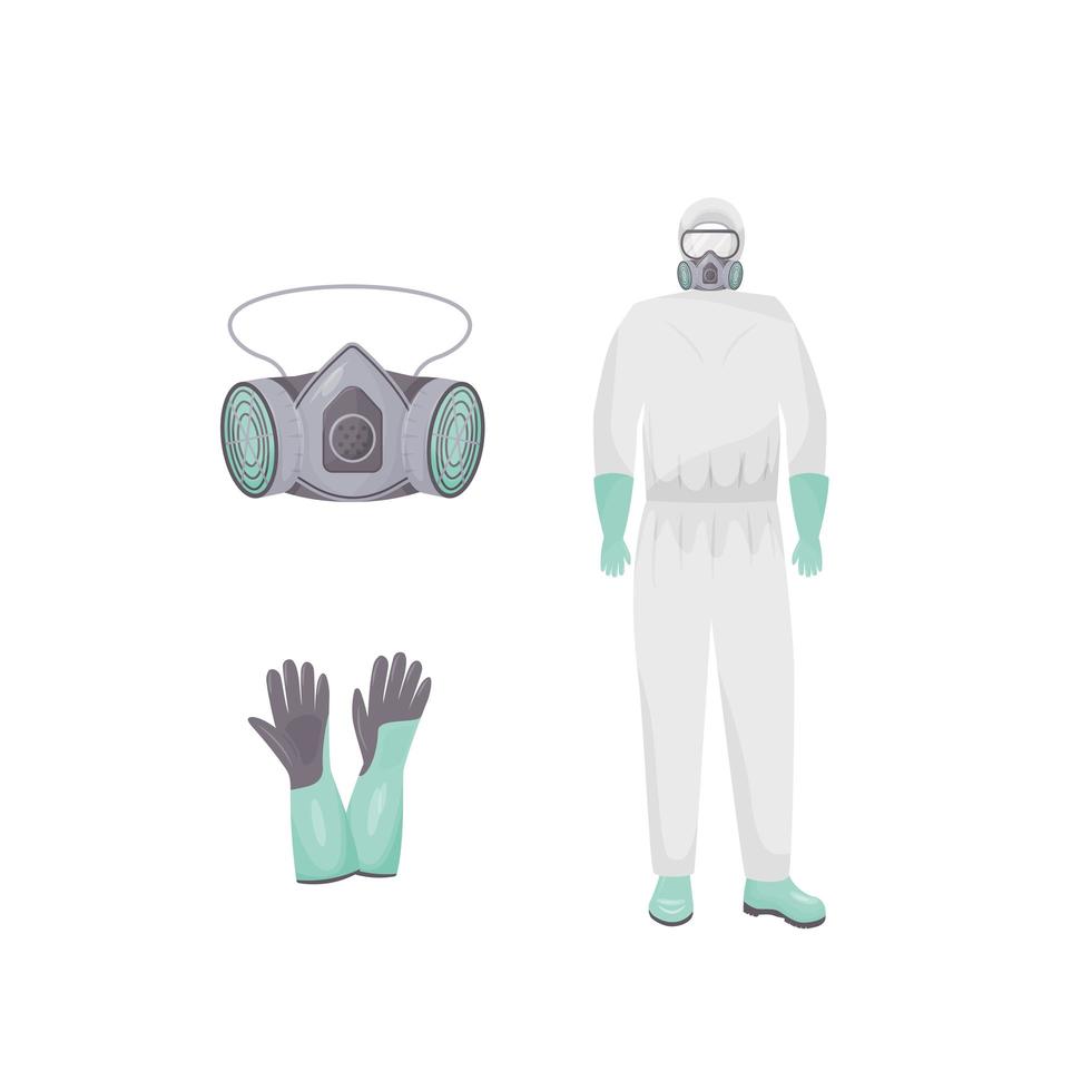 Protective suit and accessories set vector