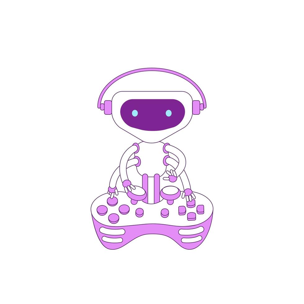 Robot playing console joystick vector