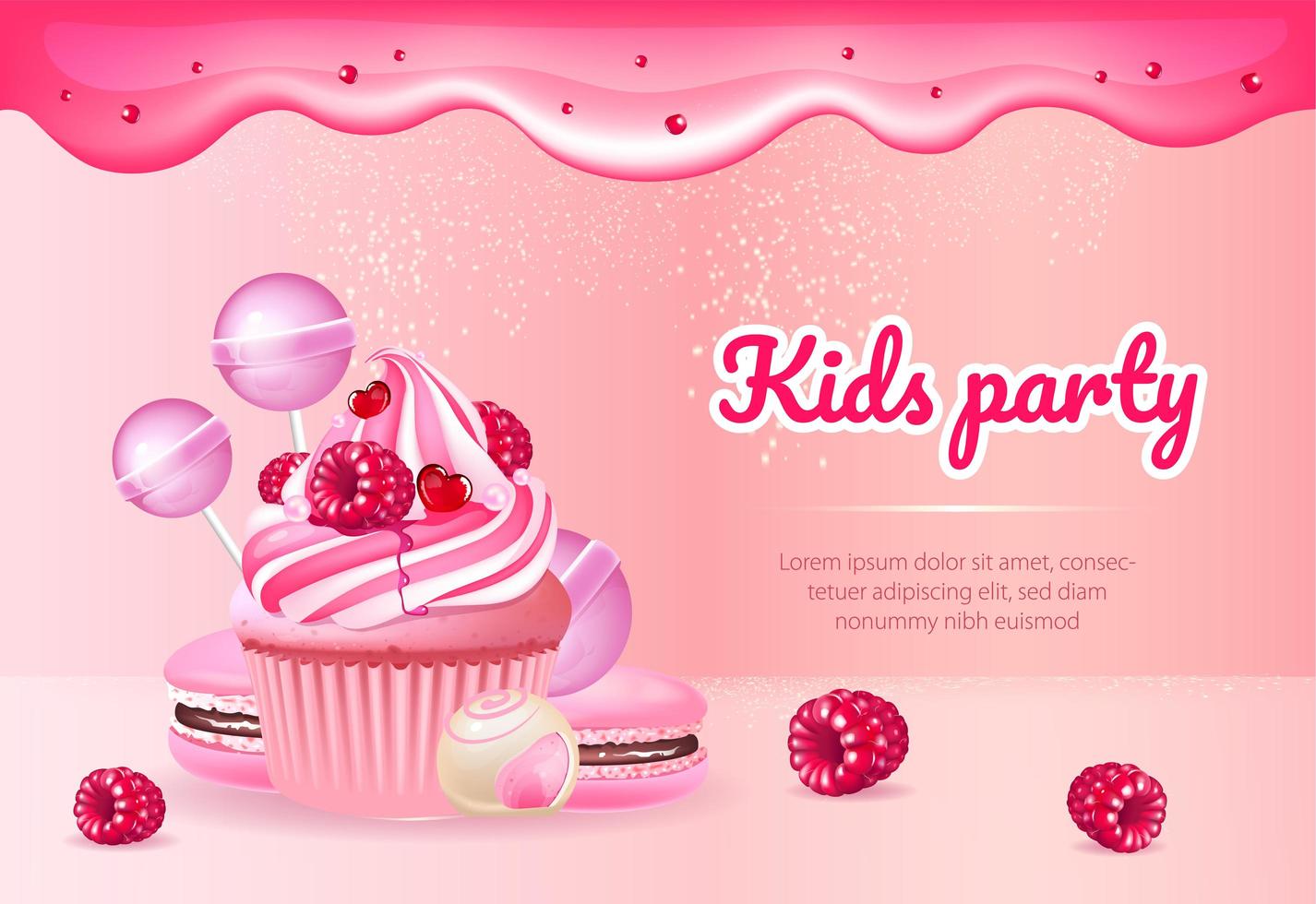 Kids party banner template vector