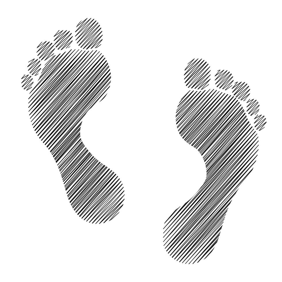 Two man's footprints in sketch style vector