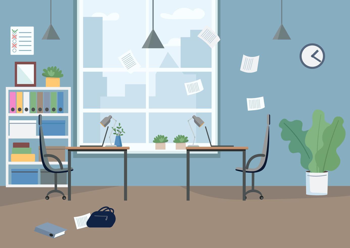 Empty office workspace vector