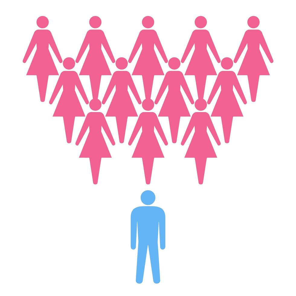 Women and man conceptual scheme vector