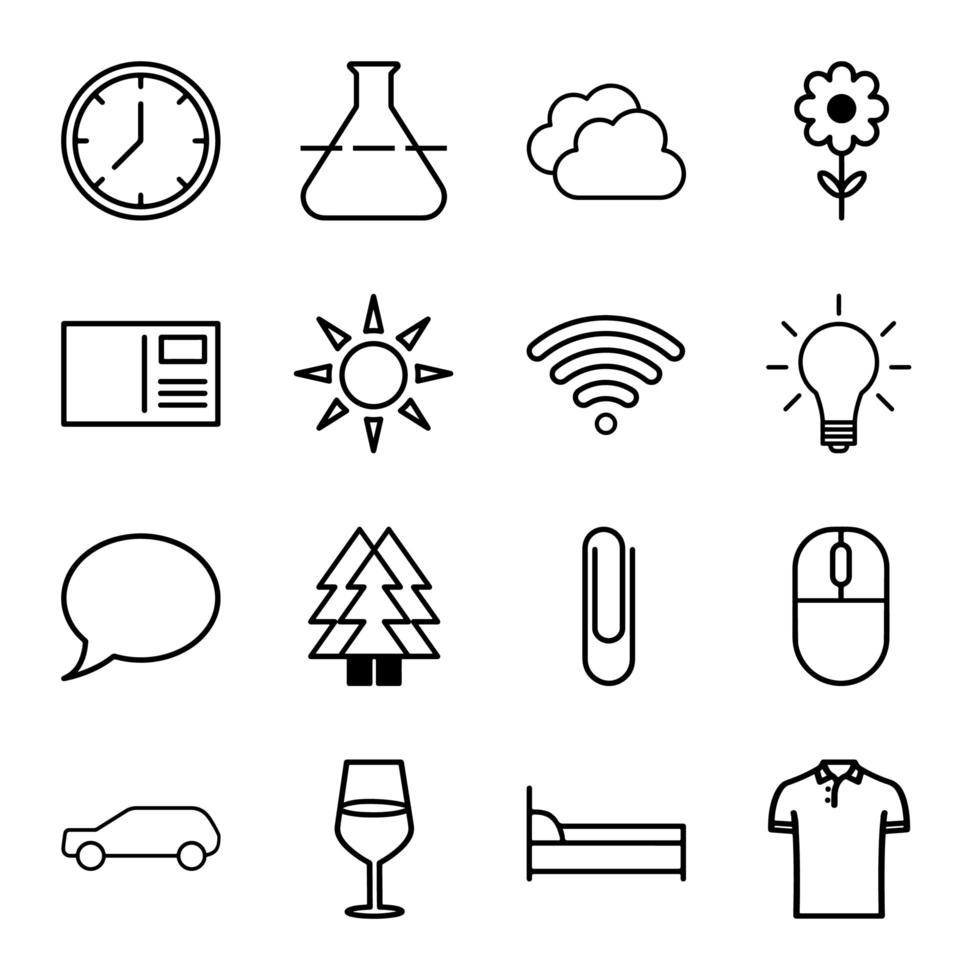 Set of 16 linear icons vector