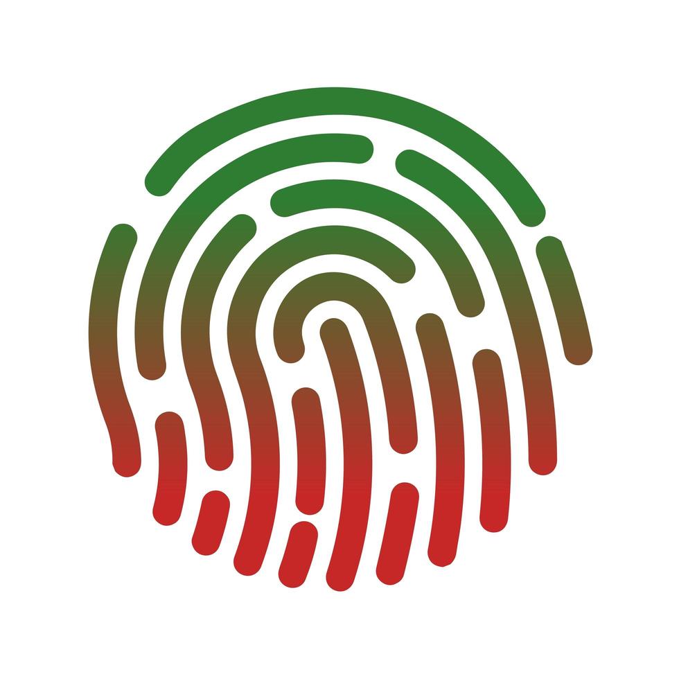 Fingerprint with red-green gradient vector