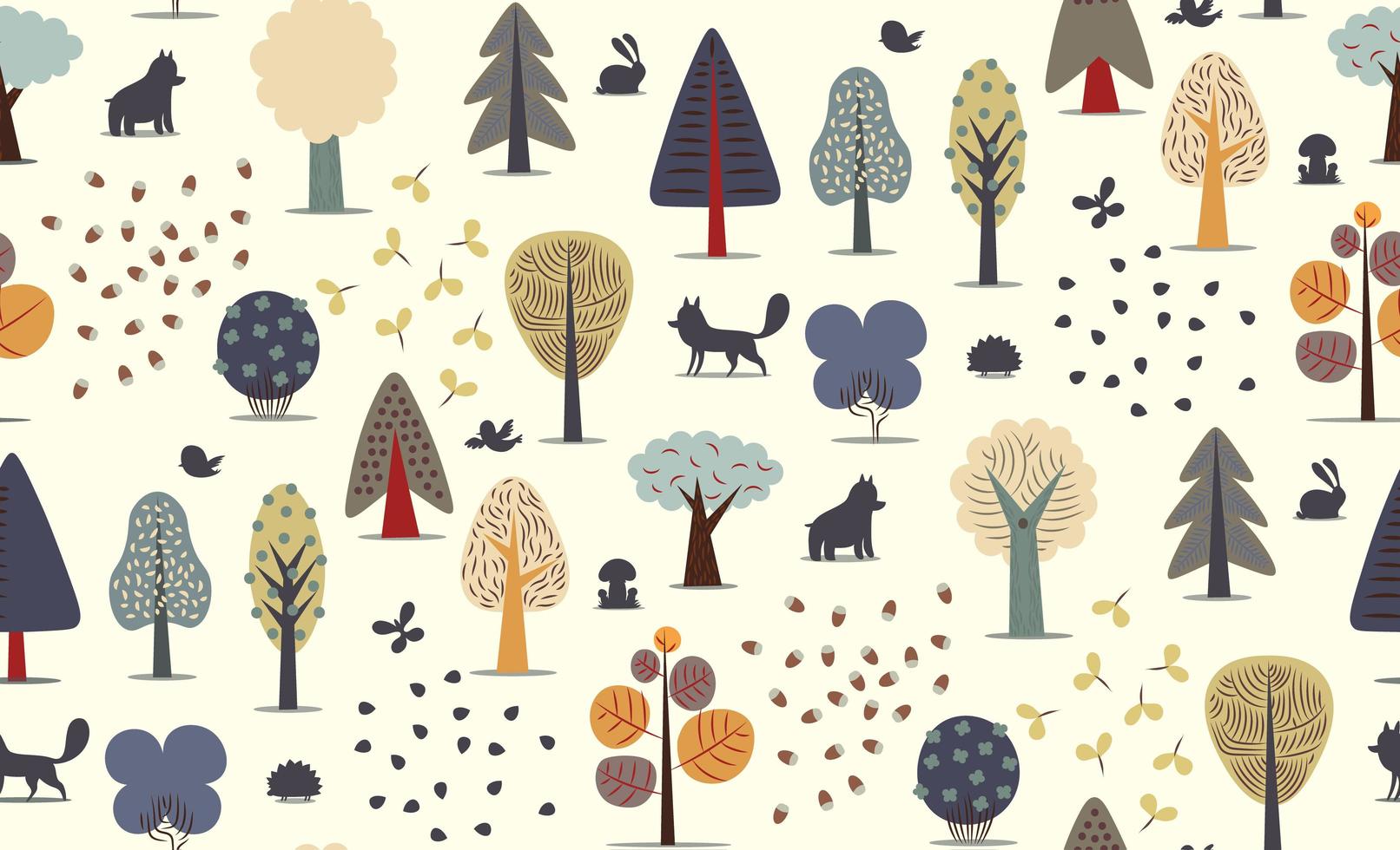 Forest trees seamless pattern vector