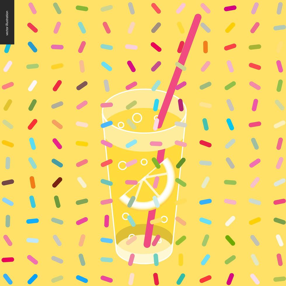 Glass of lemonade and a pattern vector