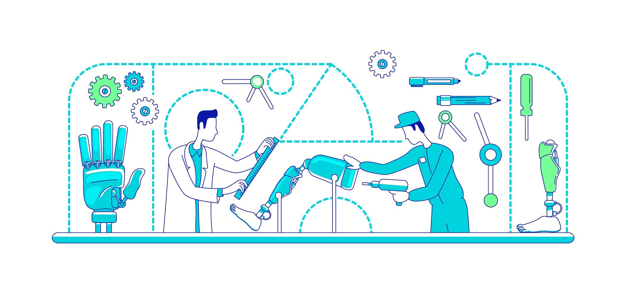 Medical prosthetics assembly line vector