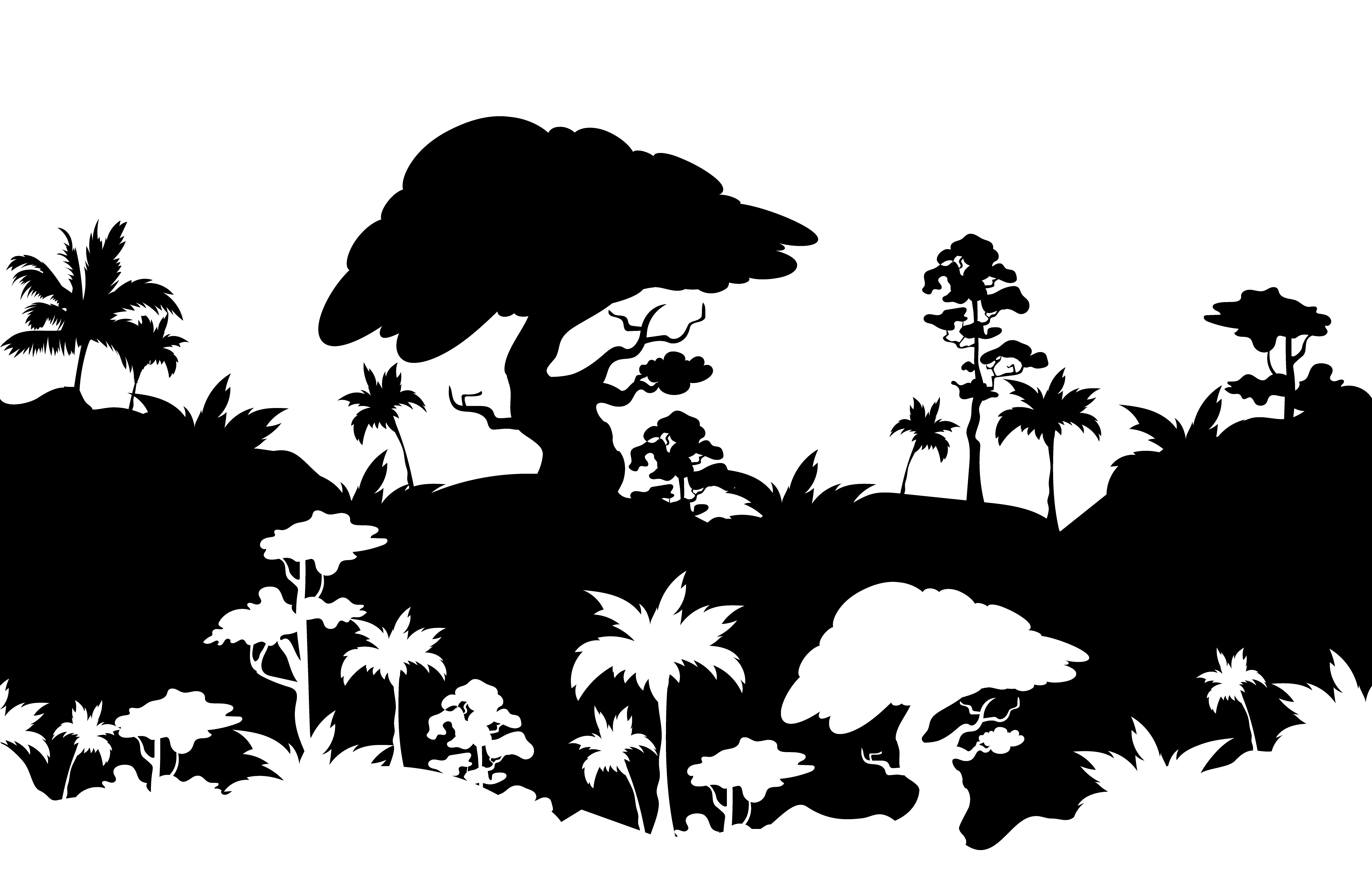 Jungle landscape black silhouette 1635196 Vector Art at Vecteezy