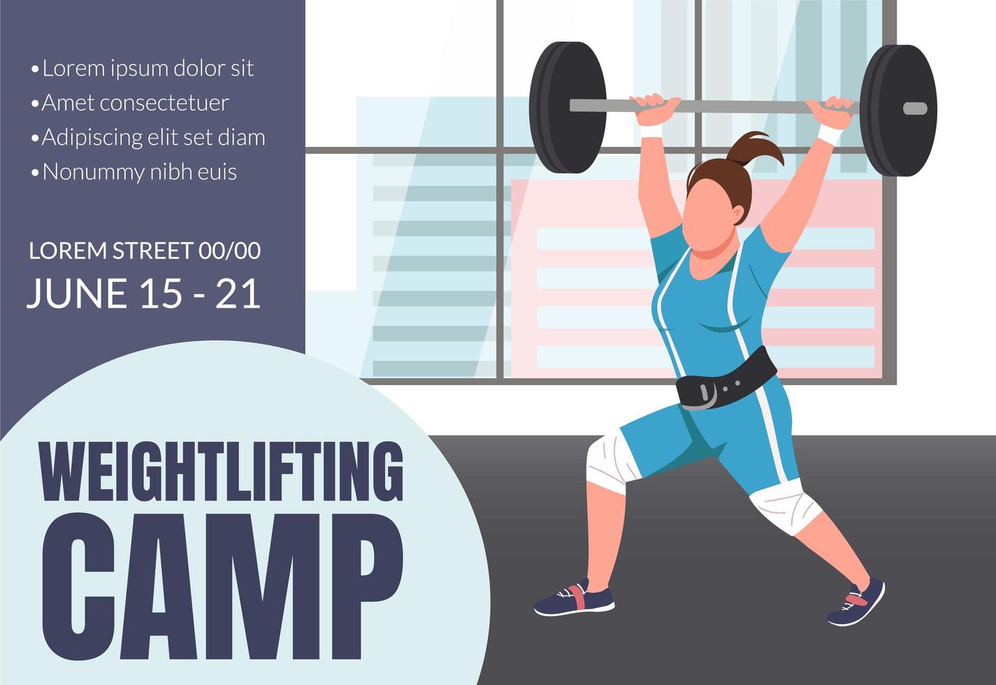 Weightlifting camp banner vector