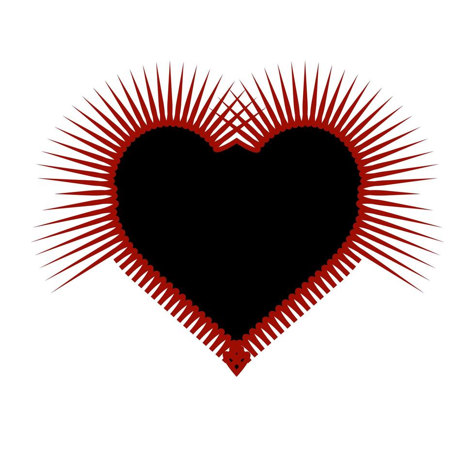 corazón gótico espinoso arte rojo y negro. vector