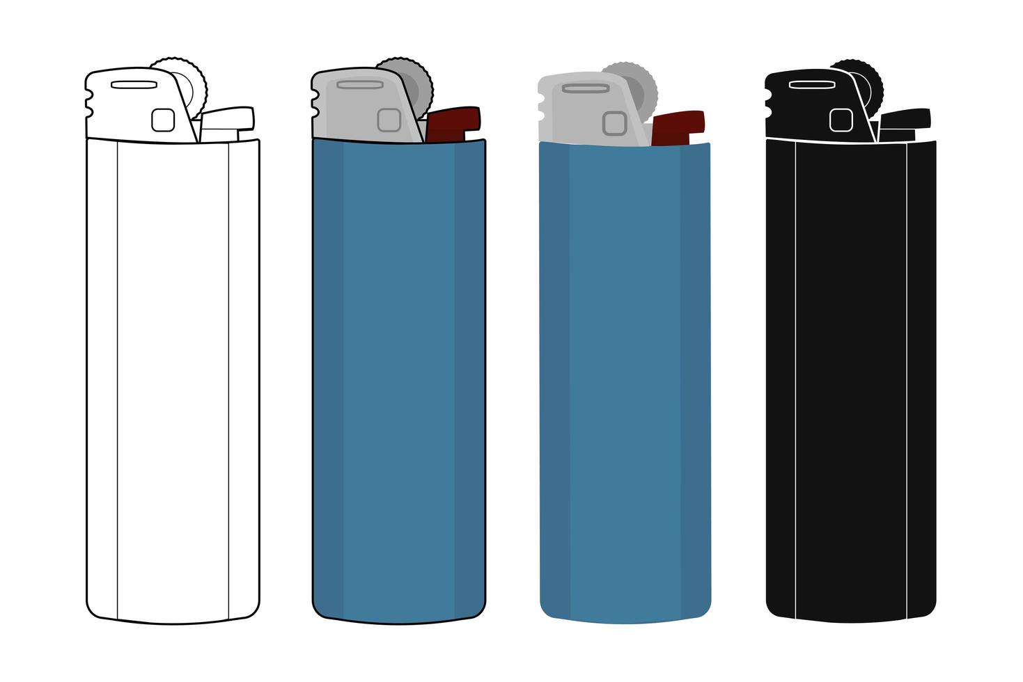 Disposable pocket gas lighters icons set vector