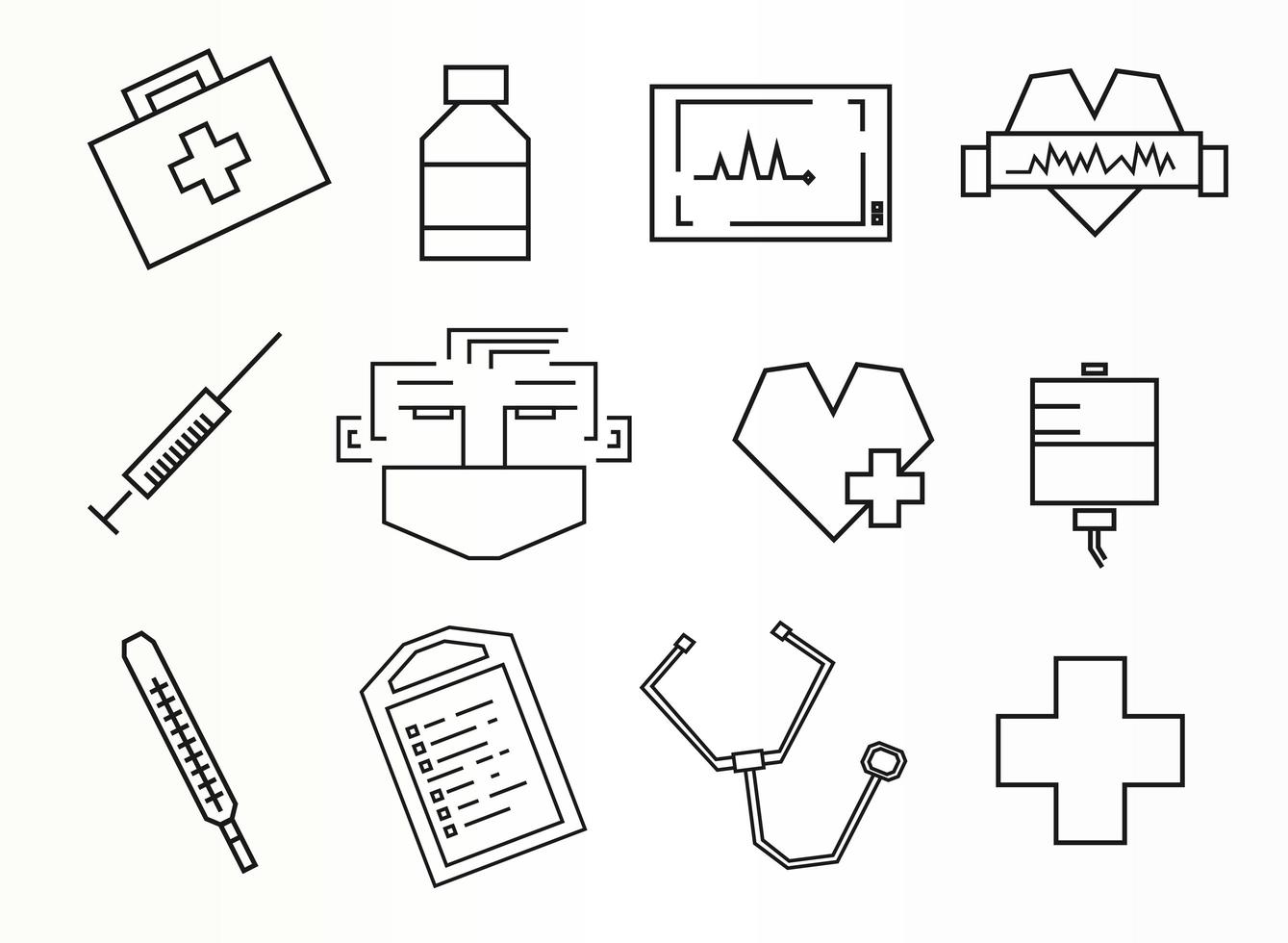 iconos lineales médicos vector