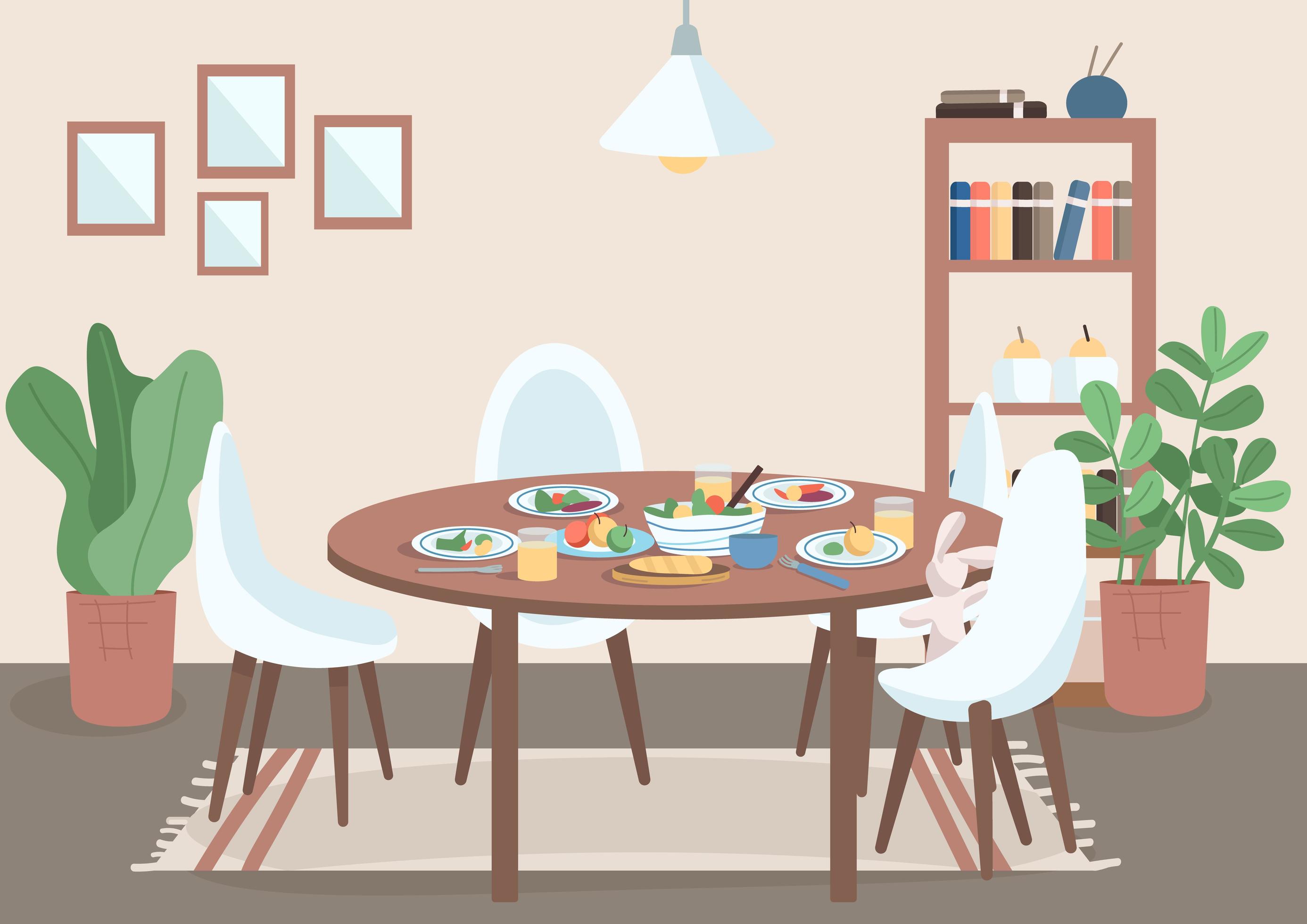 cartoon dining room and table