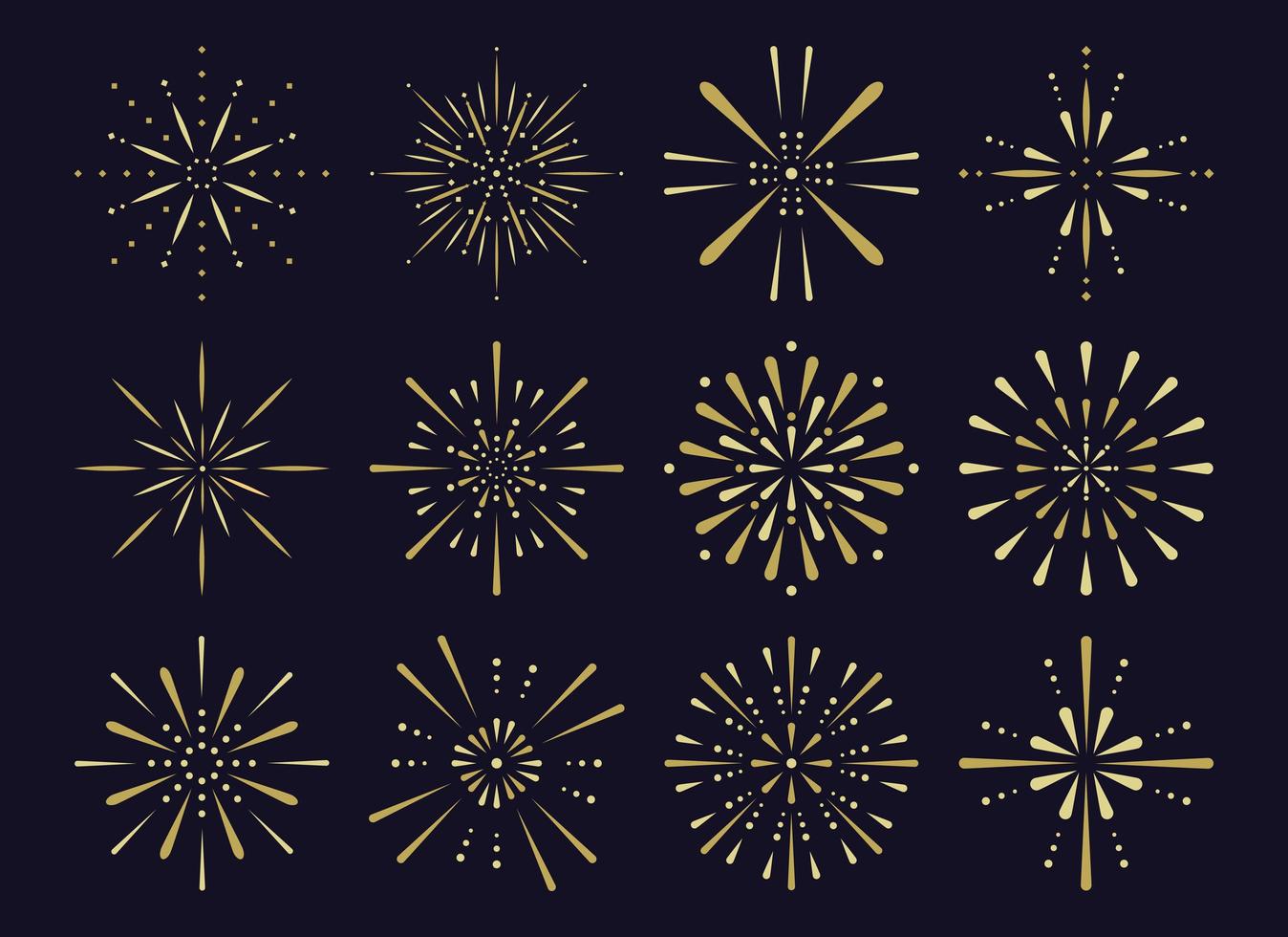 Set of fireworks, pyrotechnics vector