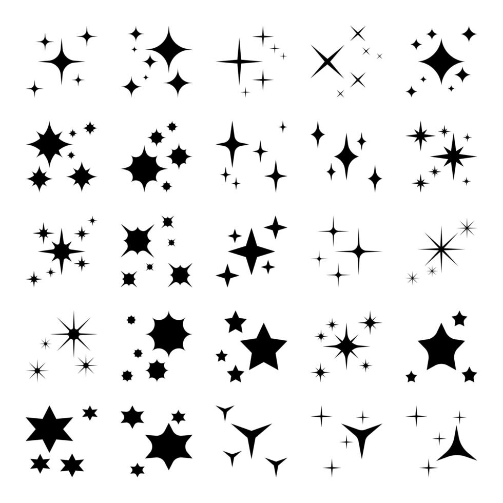 Shiny sparkles silhouettes vector