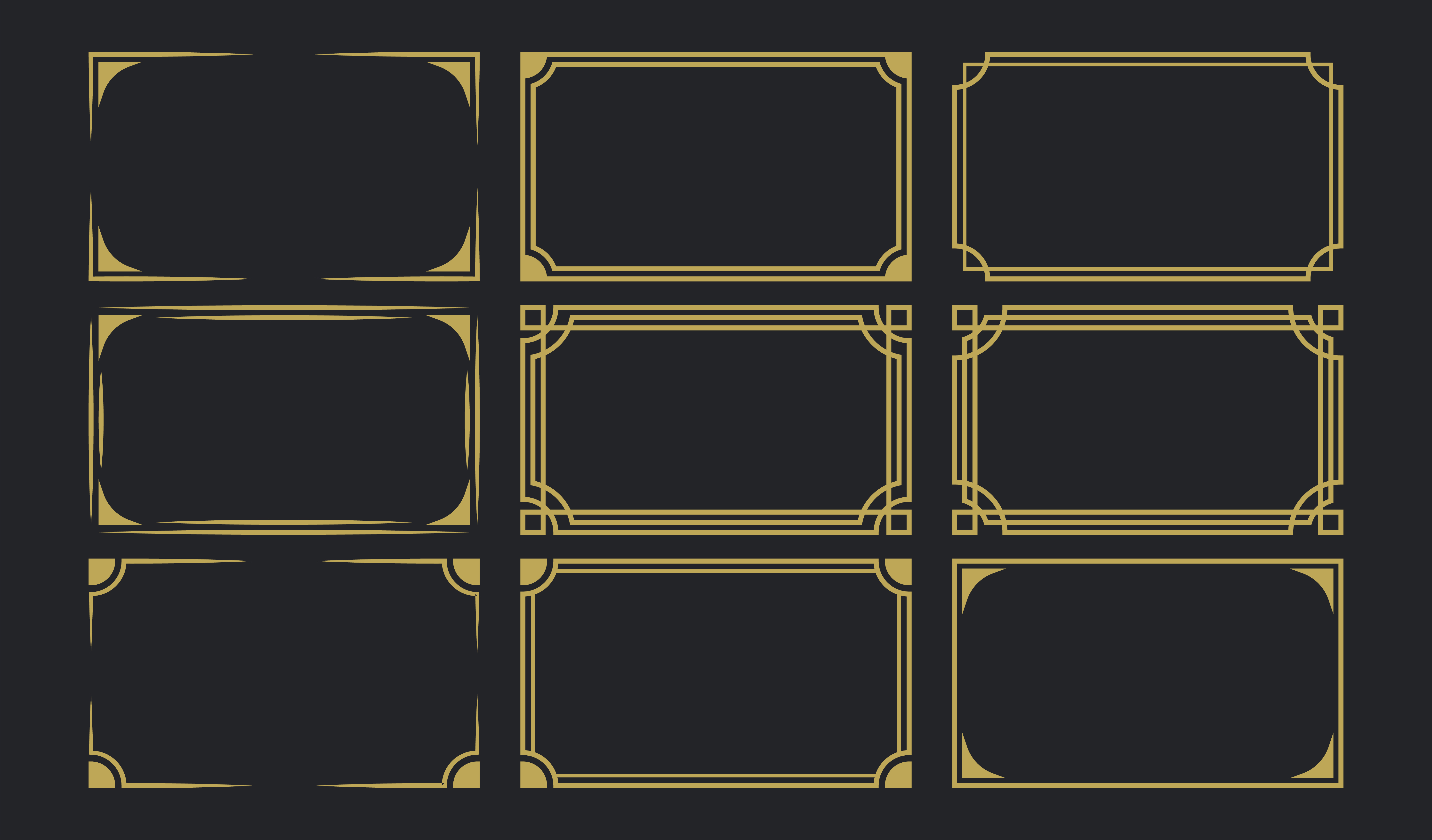 Golden art deco frames set 1637283 Vector Art at Vecteezy