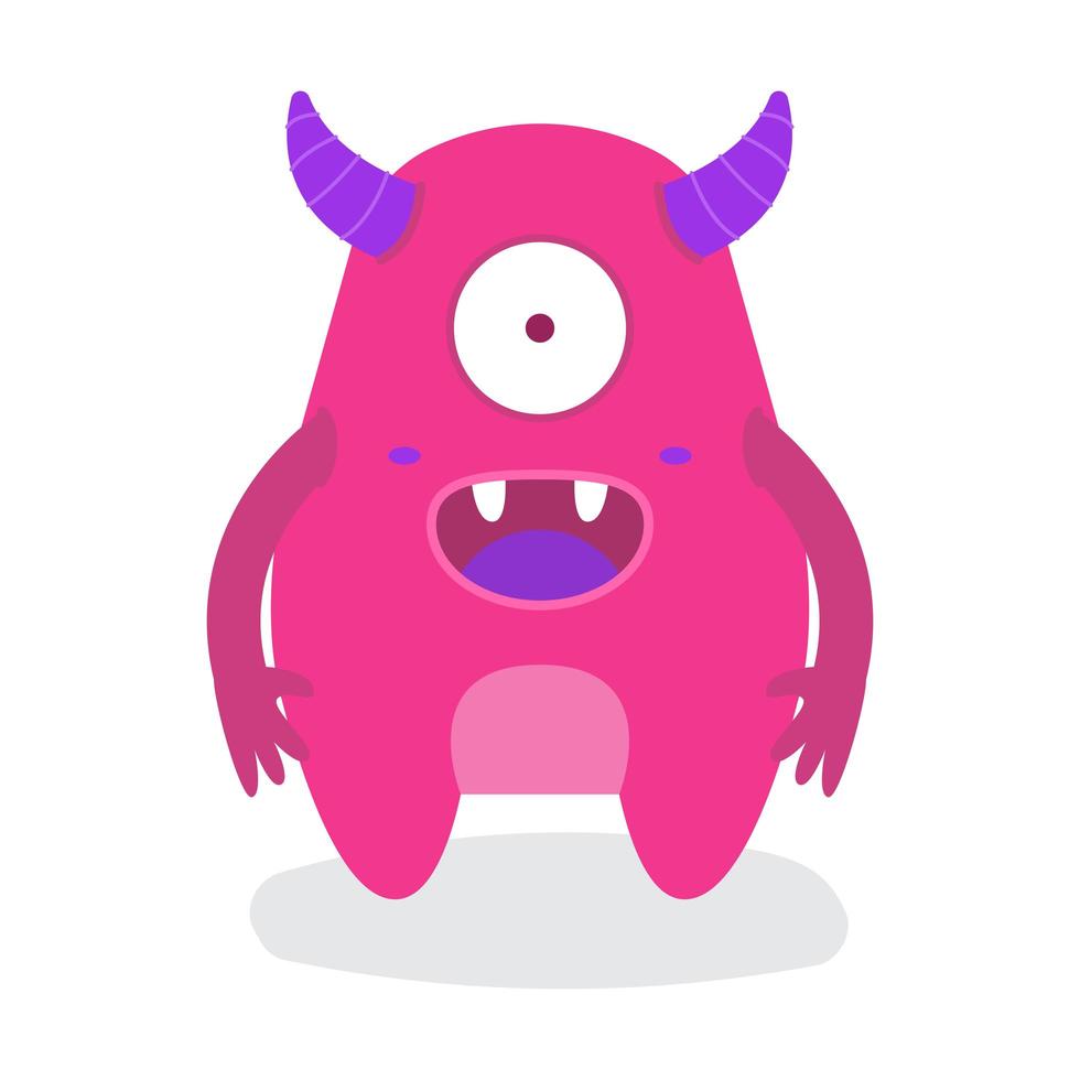 Funny Cute Pinky One Eye Halloween Monster vector