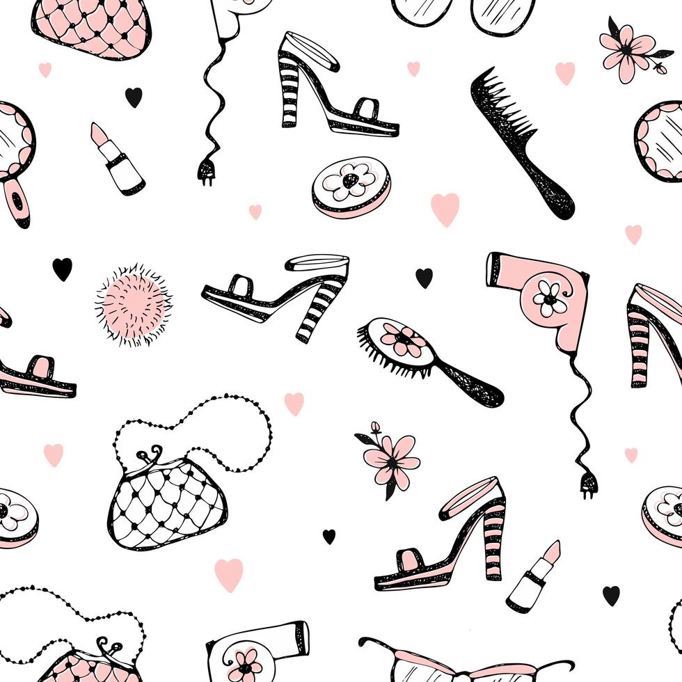 Premium Vector  Seamless repeating pattern with cosmetics a set