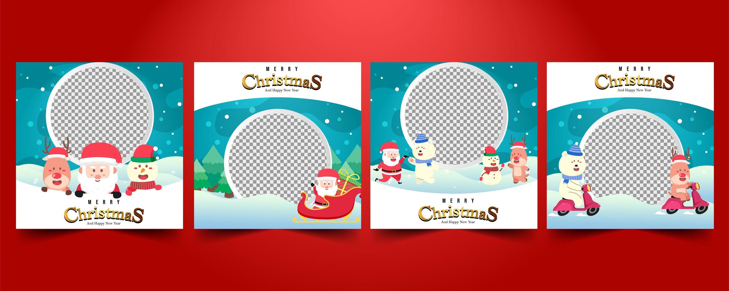 Set Social media Christmas sale posts vector