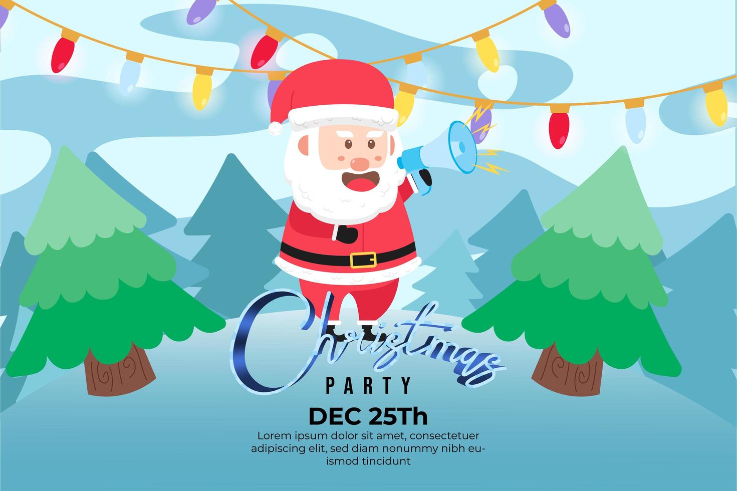 Christmas Party Background with cute Santa vector