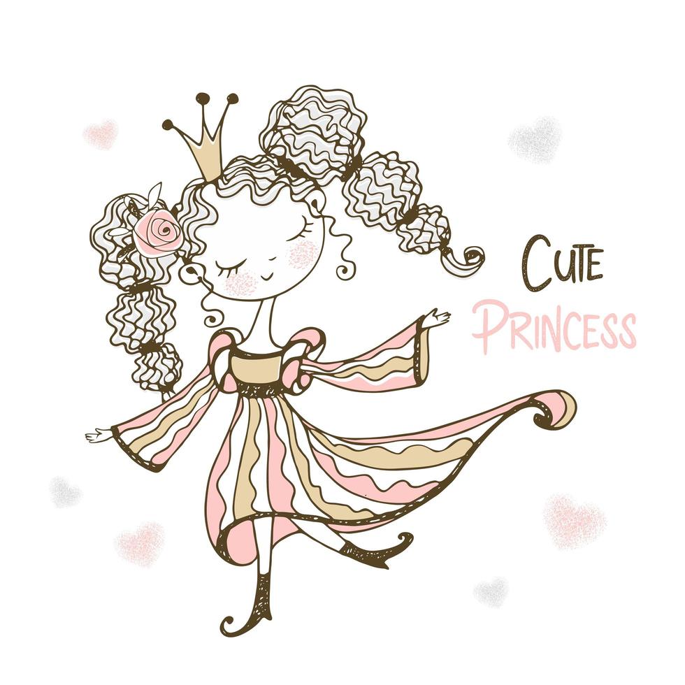 Cute fairy Princess in Doodle style. vector
