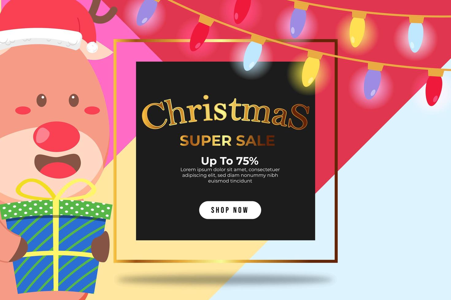 banner de navidad super venta hasta 75 por ciento vector