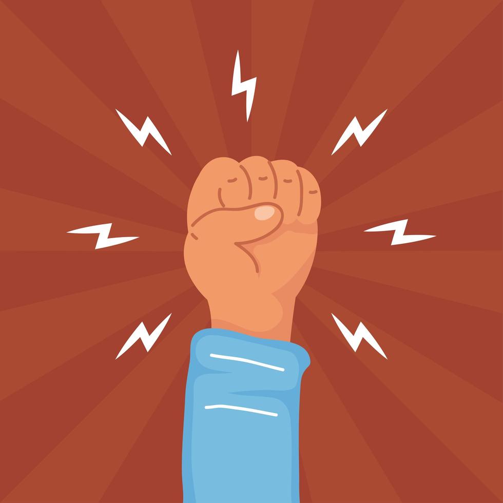 Hand and fist up protest icon vector