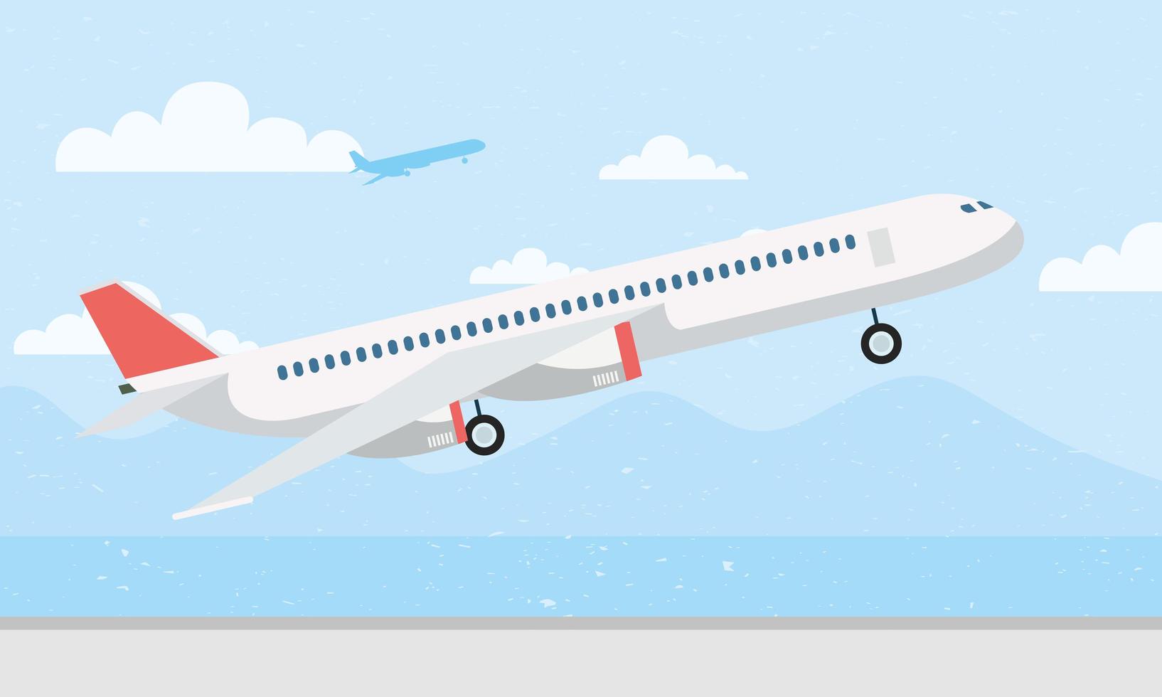 Airplane taking off background vector
