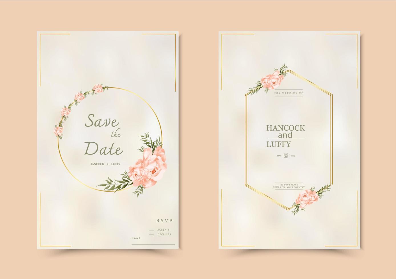 Floral wedding invitation card vector