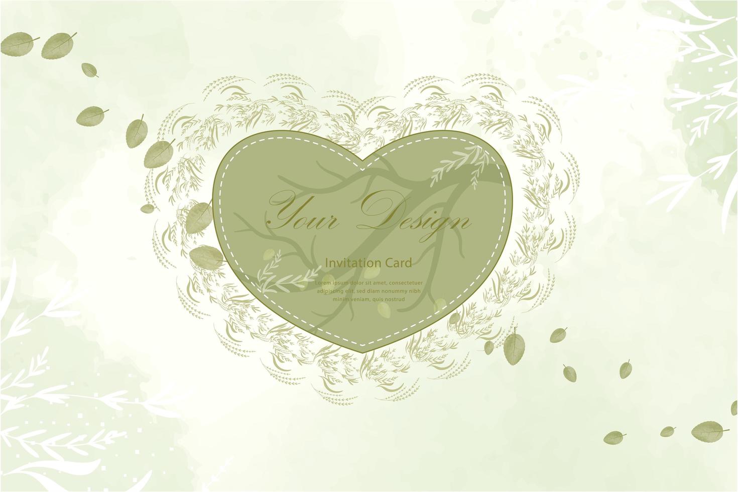 Green heart frame with leaves design vector