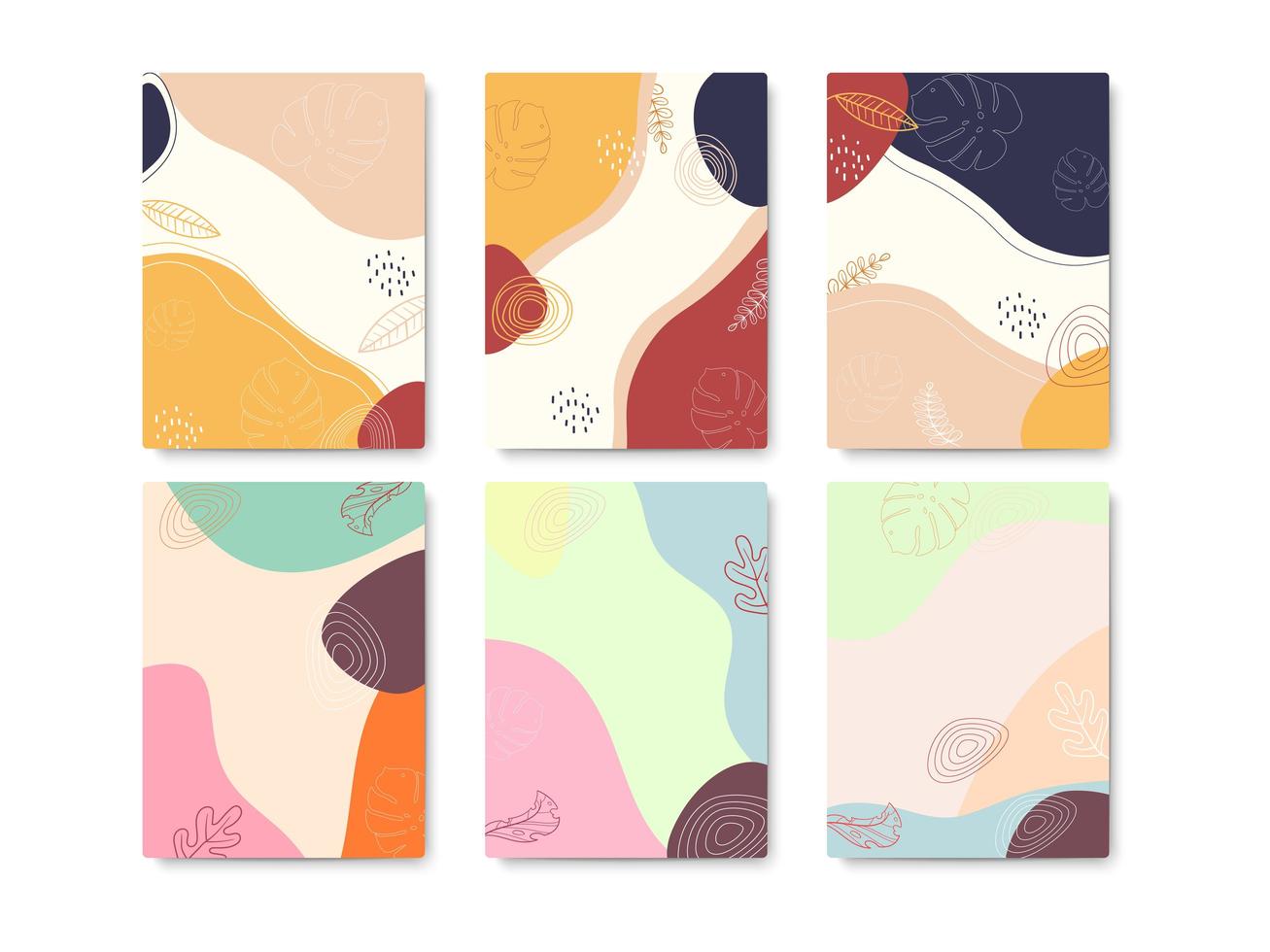conjunto de plantillas de diseño de portada de naturaleza colorida mínima vector