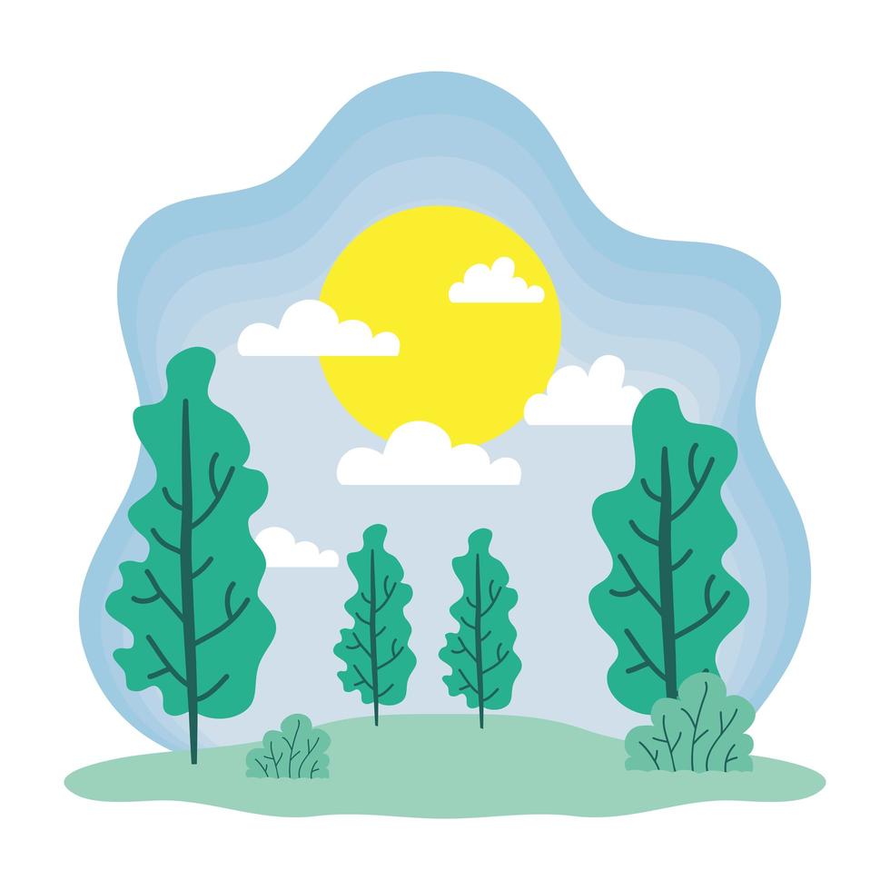 Cute spring season landscape and climate scene vector