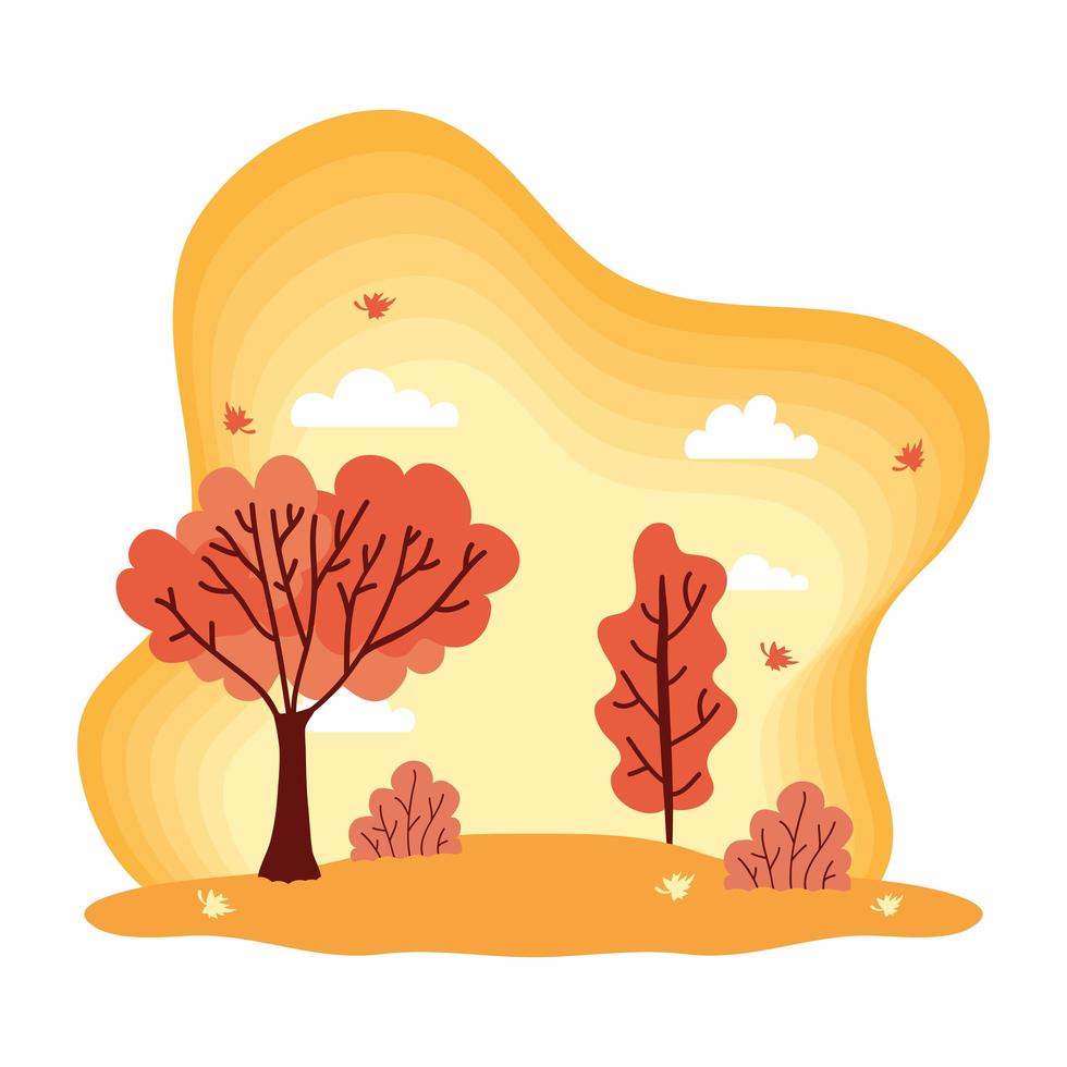 Cute autumn season weather scene vector