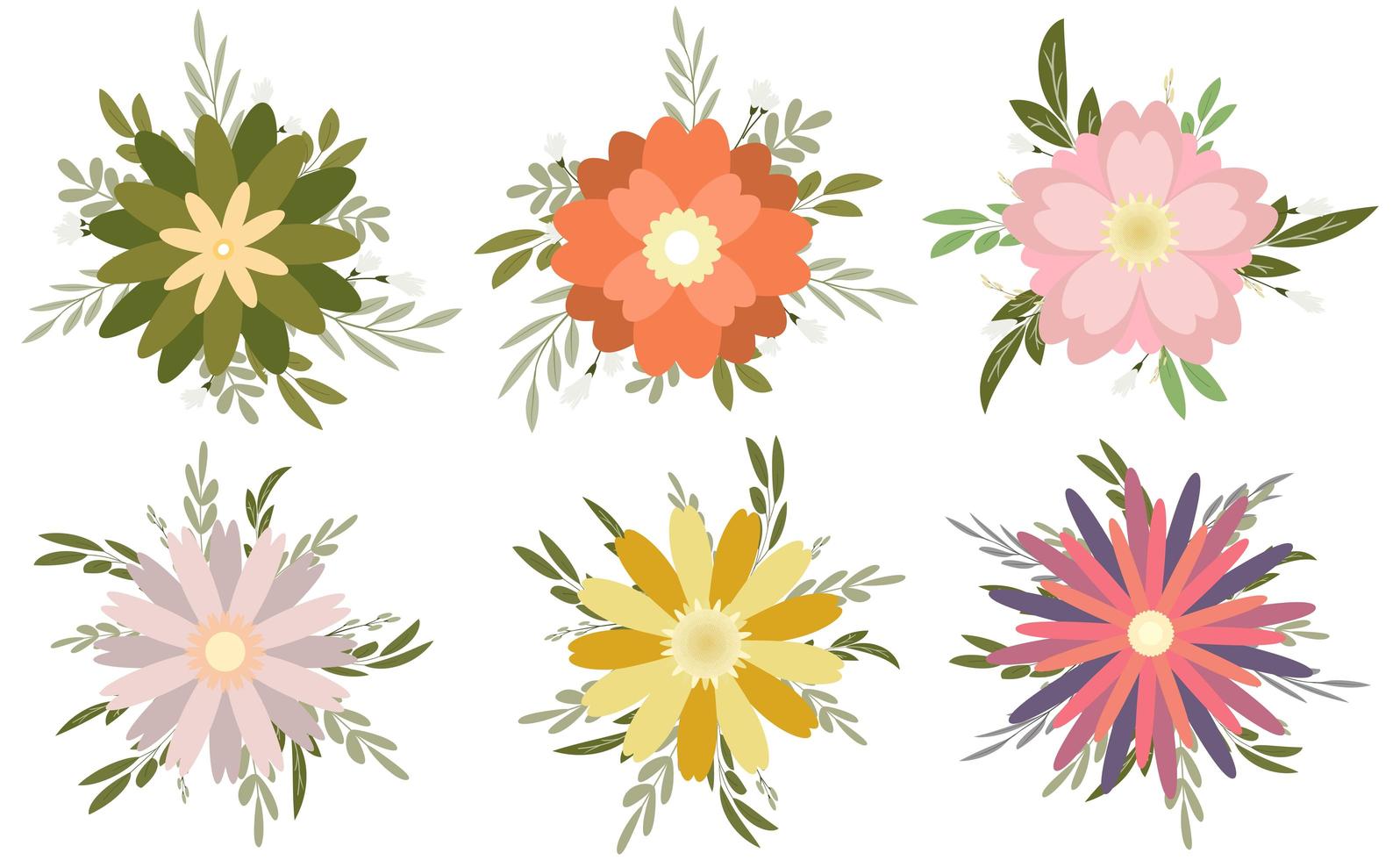 conjunto de ramo floral vector