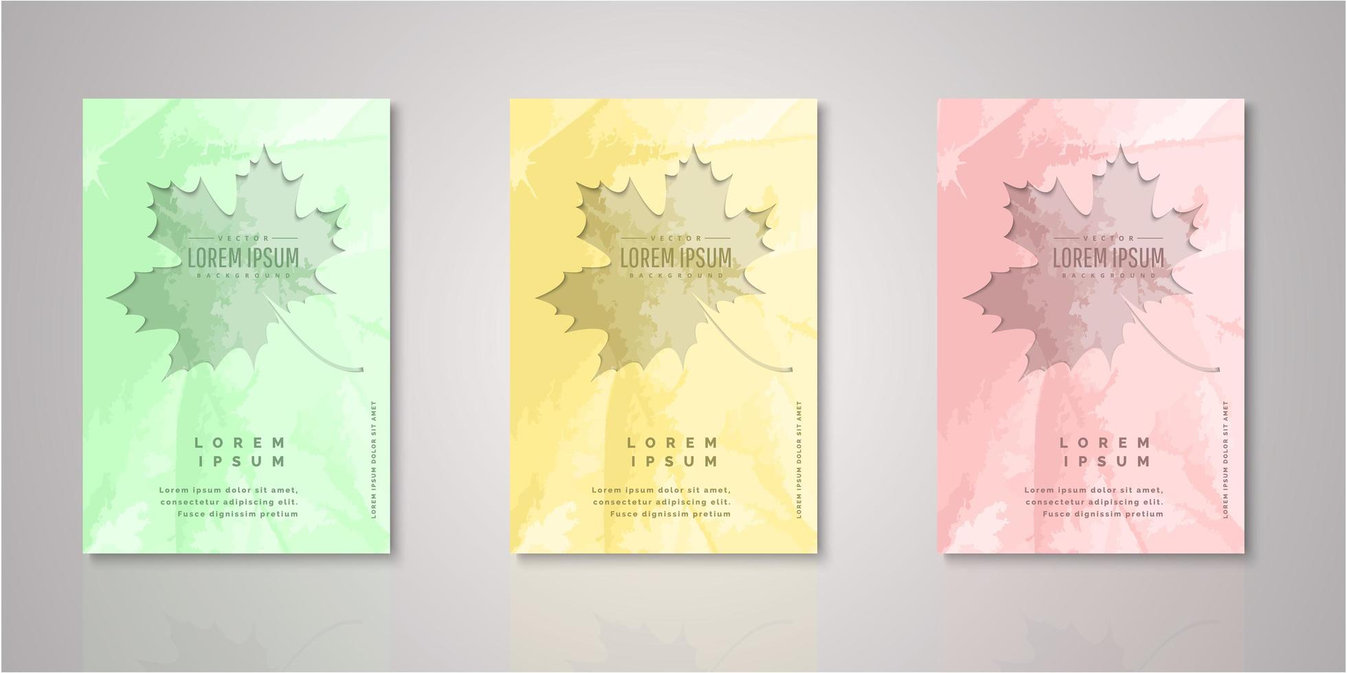 Set of autumn leaf watercolor cut out covers vector