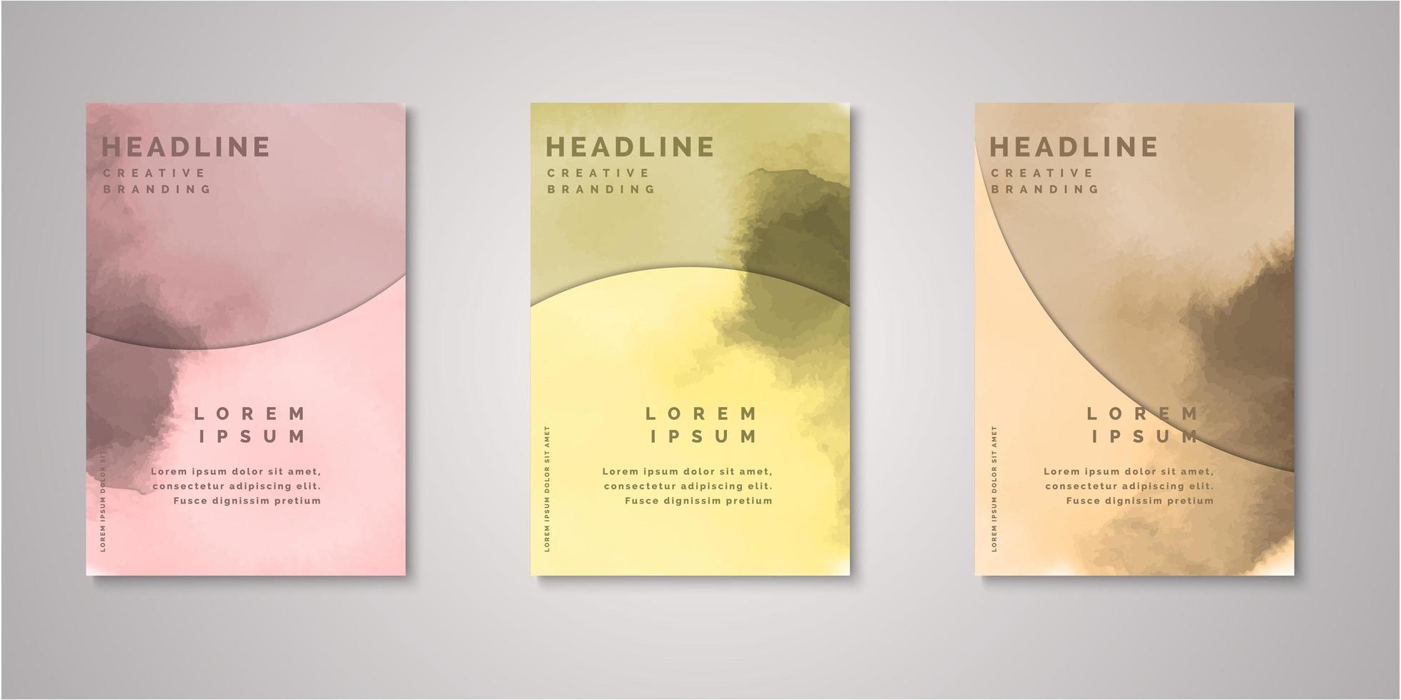 Set of watercolor covers vector