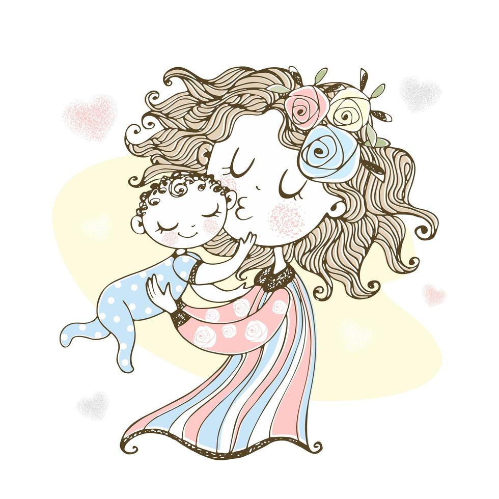 Mother holds her baby. Mother's day vector