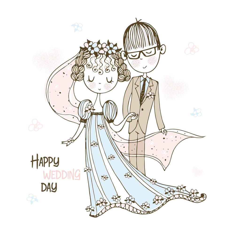 Bride and groom at the wedding vector